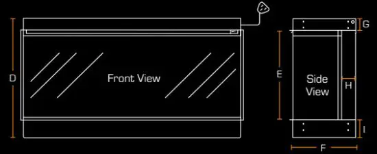 BRITISH FIRES FCBUS0017 New Forest 63 Inch Electric Fire - DIMENSIONS 1