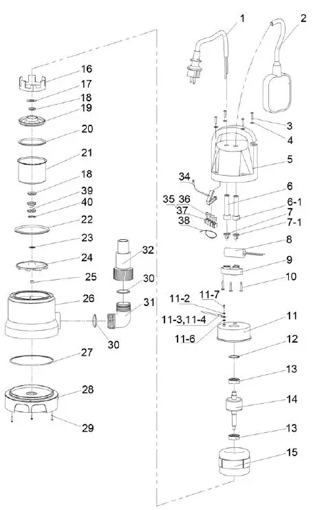Clarke PSV6A 400w Submersible Pump with Folding Base and Float Switch-FIG4