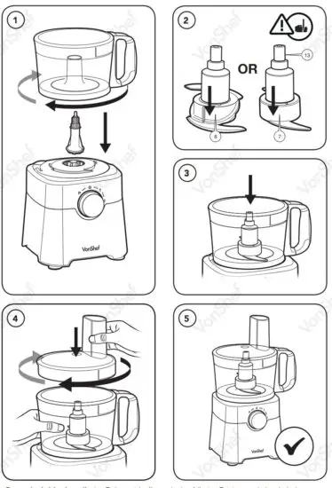 VonShef 2000112 750W Food Processor - ASSEMBLY 2