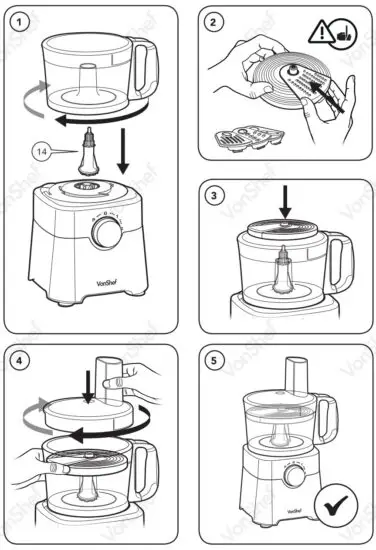 VonShef 2000112 750W Food Processor - ASSEMBLY
