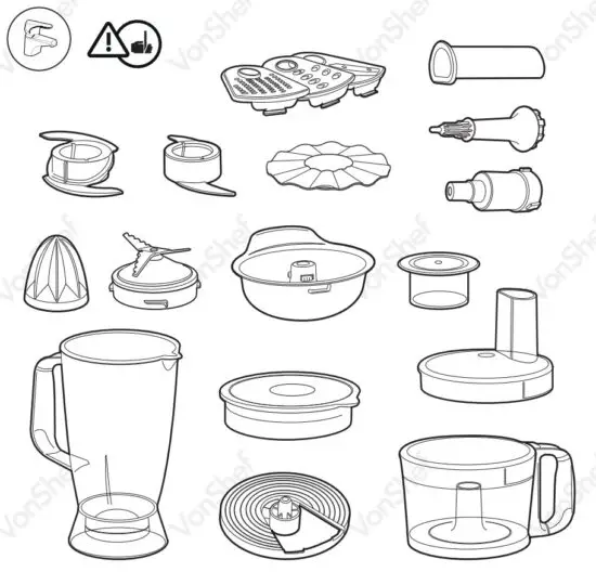 VonShef 2000112 750W Food Processor - BEFORE FIRST USE