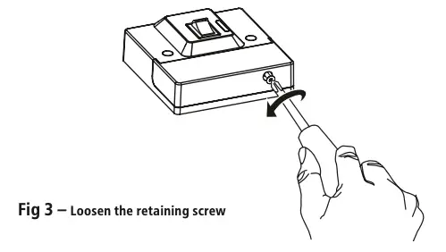 Fig 3 – Loosen the retaining screw