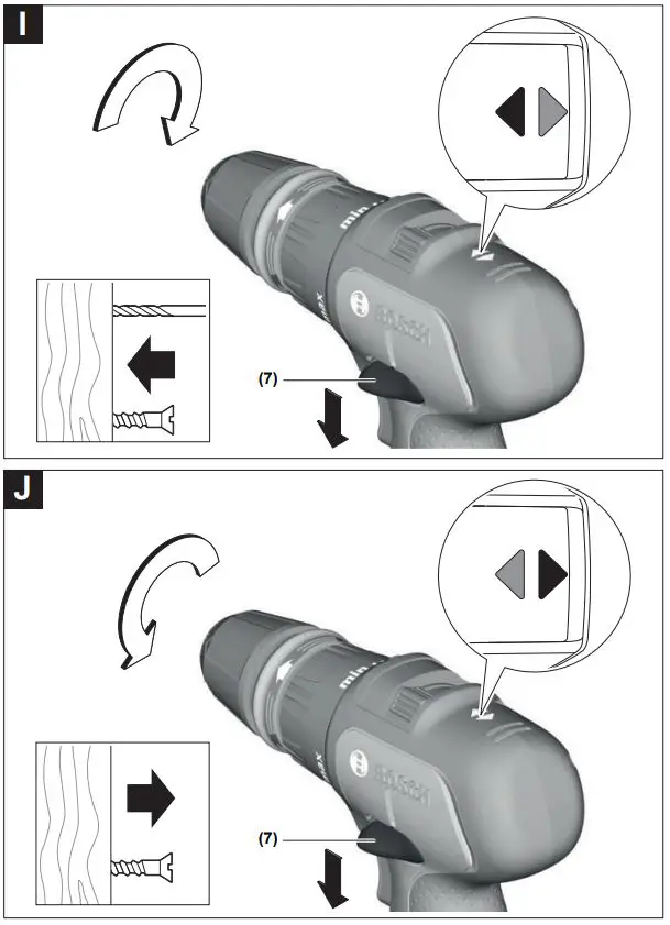 BOSCH Cordless impact drivers wrenches Instruction Manual - Fig, I,J