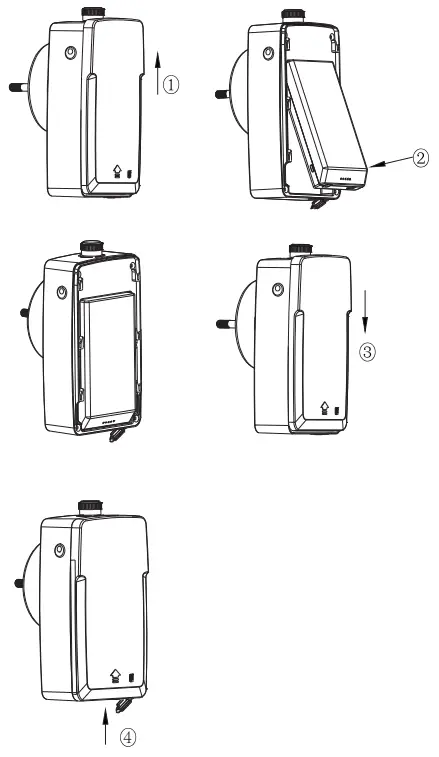 HAMPTON BAY FE30 DM 12 Rechargeable DC Misting HV Fan - Installing the battery