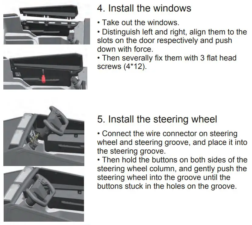 Pinghu City Jujun Vehicle BRD-2102 Childrens Ride On Car Instruction Manual - Assembly Steps