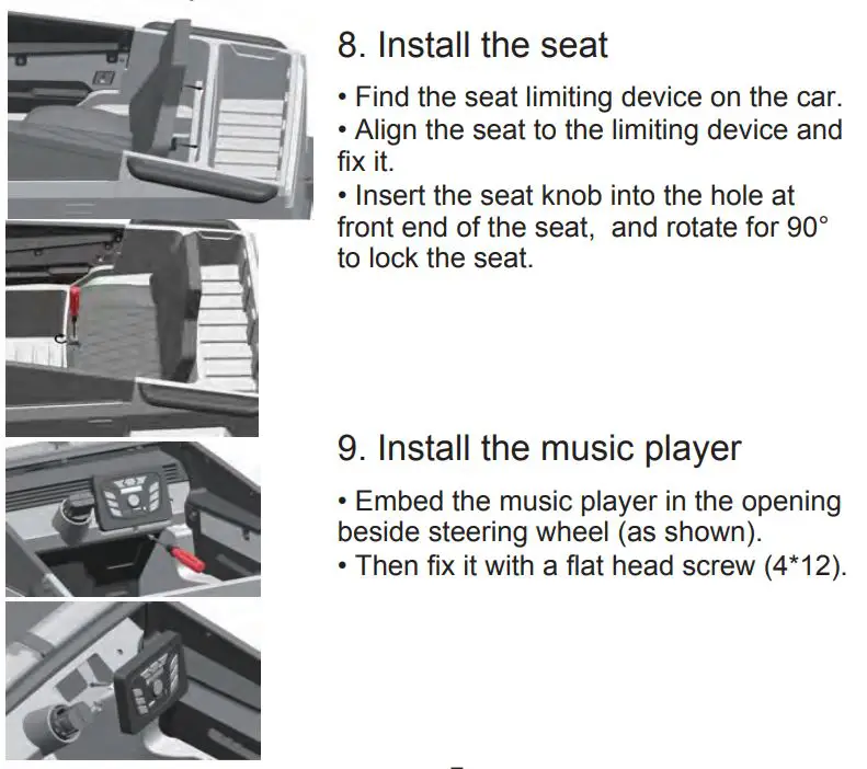 Pinghu City Jujun Vehicle BRD-2102 Childrens Ride On Car Instruction Manual - Assembly Steps