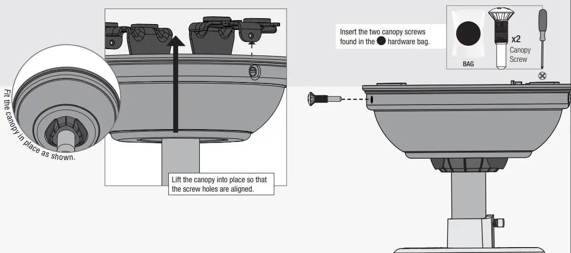 Hunter 51856 Crestfield 52 Inch Ceiling Fan with 3 LED Lights - Installing the Canopy