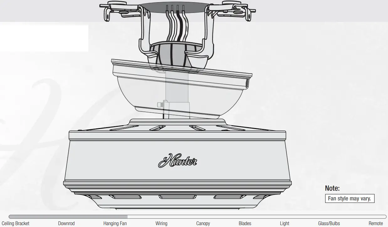Hunter 51856 Crestfield 52 Inch Ceiling Fan with 3 LED Lights - Progress Check