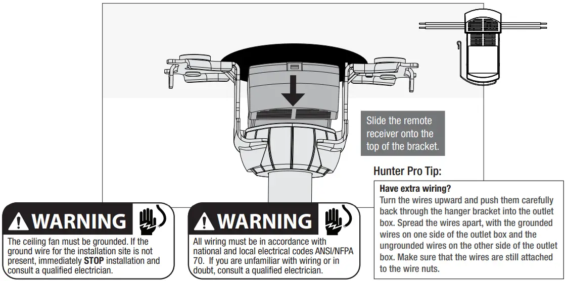 Hunter 51856 Crestfield 52 Inch Ceiling Fan with 3 LED Lights - Wiring the Fan
