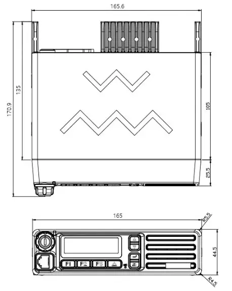 maxon MDM Series MDM4000 DMR Tier II TDMA and Analog Mobile Radio - Dimensions and Appearance 1