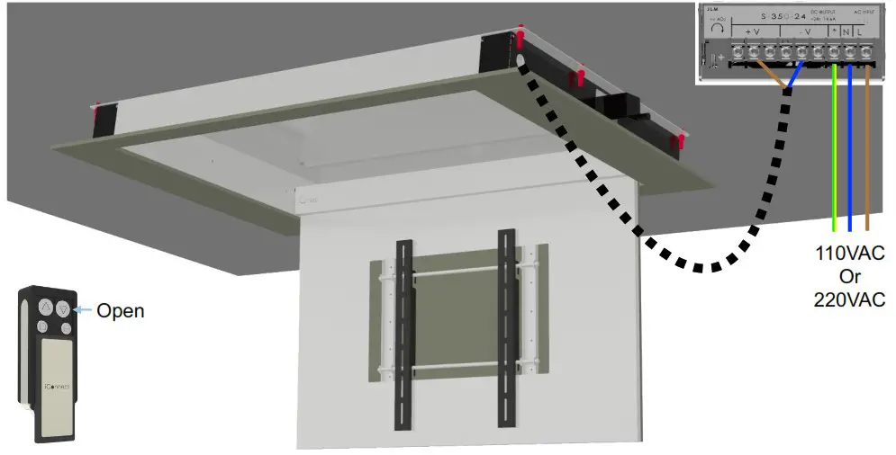 iCONNECT TVL RH Fold Down Ceiling Tv Lift - Lift Installation 2