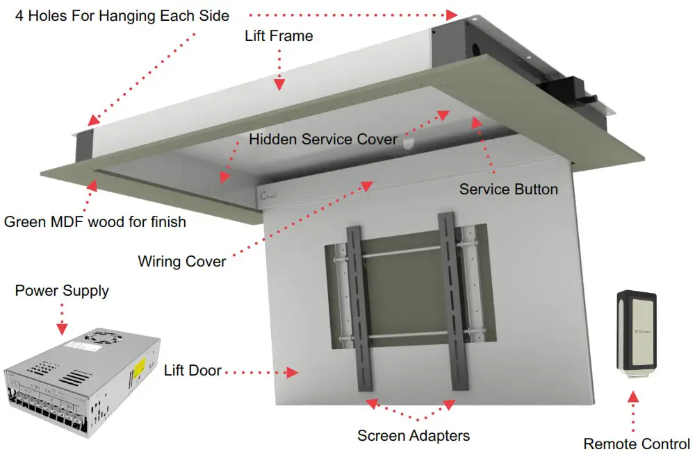 iCONNECT TVL RH Fold Down Ceiling Tv Lift - Overview