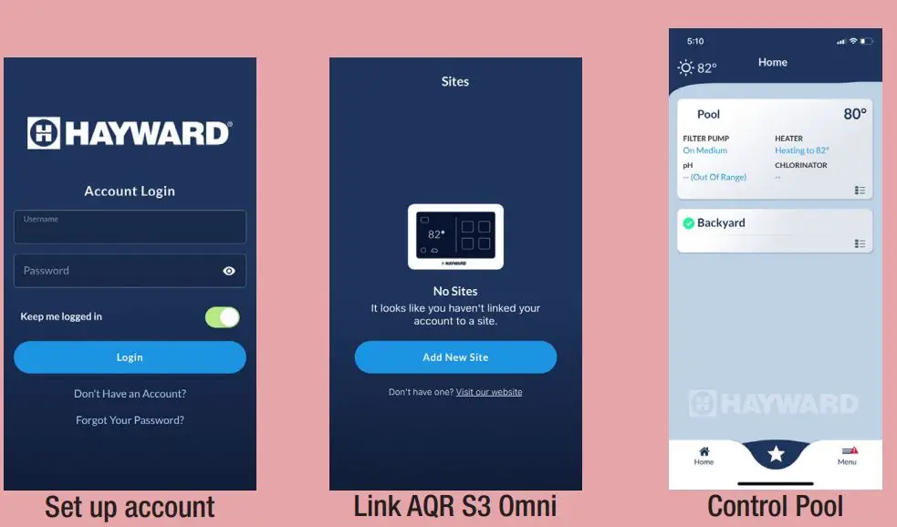 HAYWARD AQR S3 Omni Salt System User Guide - Create an OmniLogic Account using OmniLogic App on your mobile device