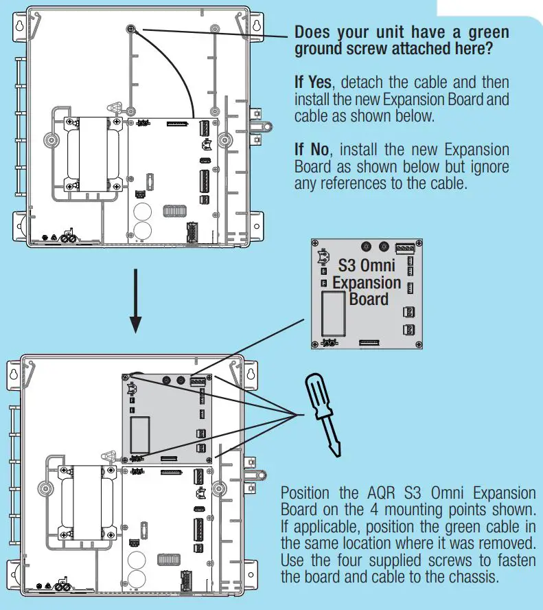 HAYWARD AQR S3 Omni Salt System User Guide - Install the AQR S3 Omni Expansion Board