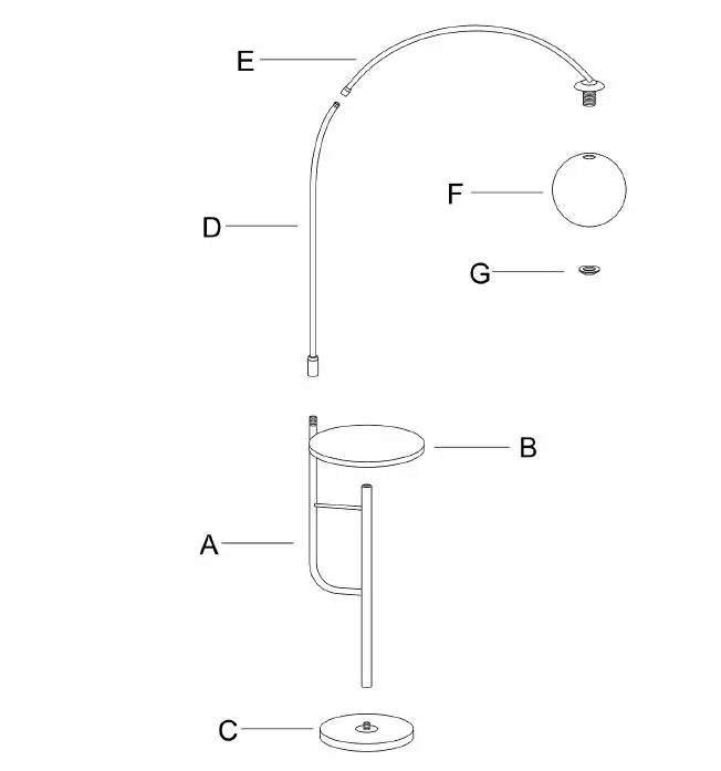 WEHOMZ 85780802100 Modern End Table Arc Floor FIG 2