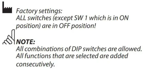 FIG 6 DIP switch settings and reset button