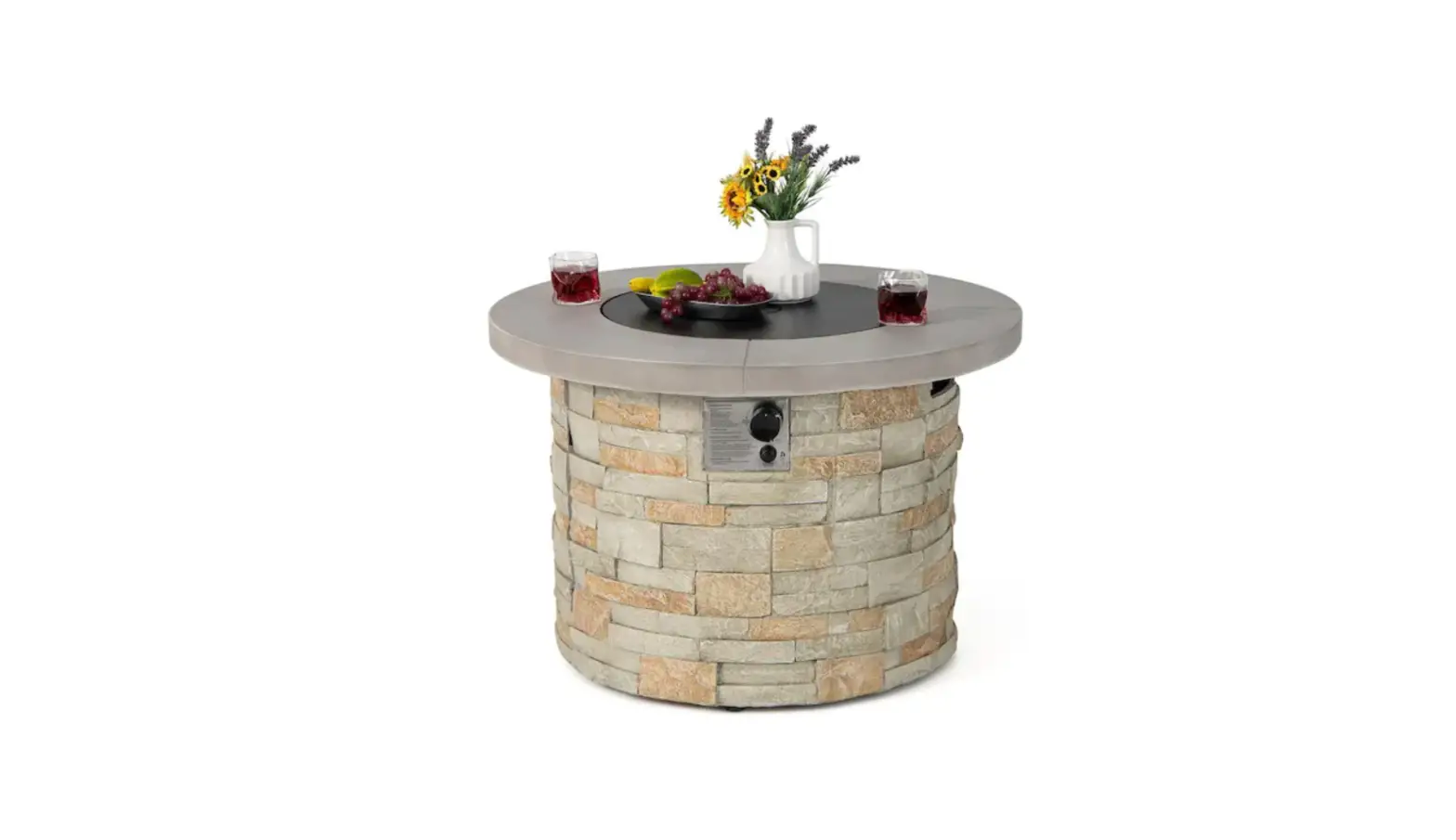 Costway Np10631wl-gr Round Propane Gas Fire Pit Table Faux Stone User Manual