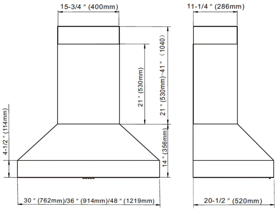 THOR KITCHEN TRH30P 30 Inch Professional Wall Mount Pyramid Range Hood - Fig