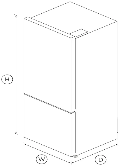 FISHER PAYKEL RF442BRPX7 413L Freestanding Refrigerator Freezer - DIMENSIONS