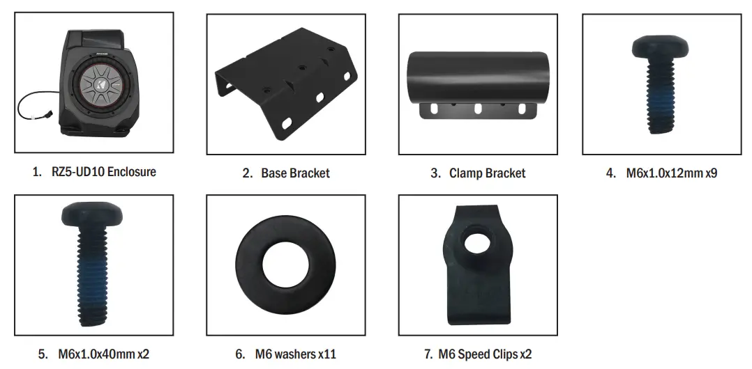 SSV WORKS RZ5 Q5KRC 5 Speaker Plug and Play Kit Kicker - PARTS LIST IMAGES 1