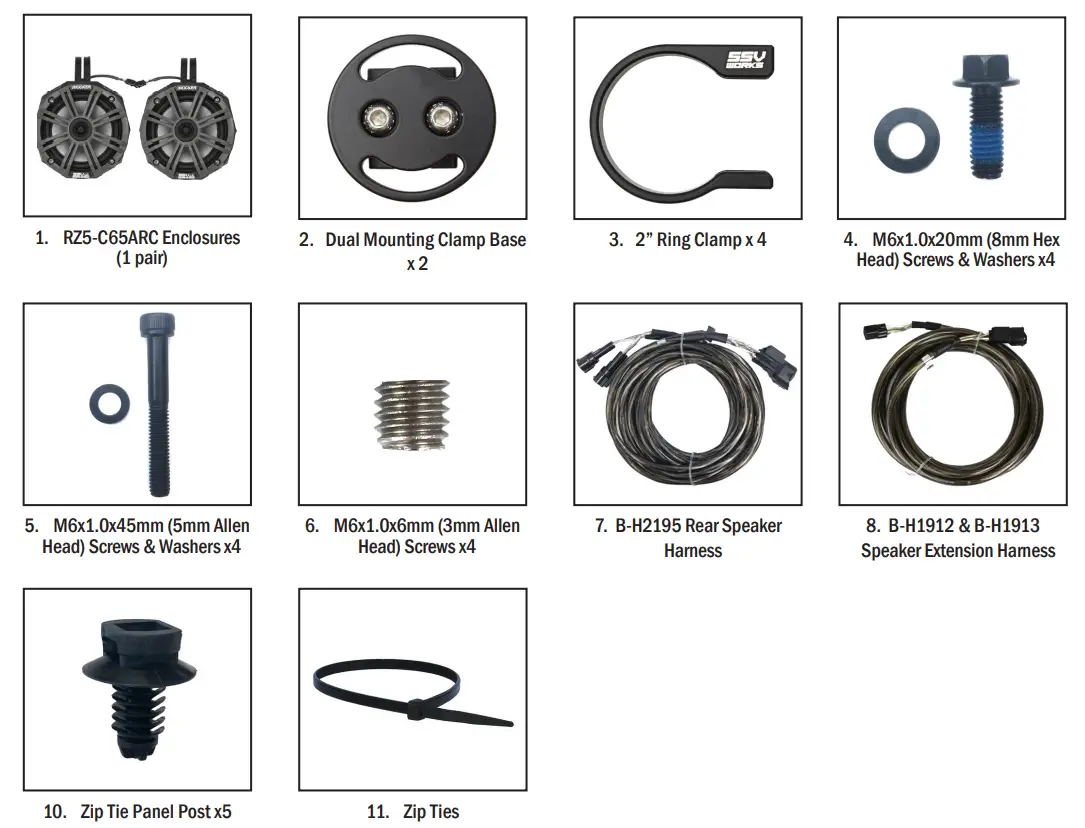 SSV WORKS RZ5 Q5KRC 5 Speaker Plug and Play Kit Kicker - PARTS LIST IMAGES 3