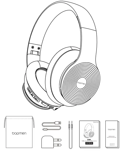 bopmen S40 Wireless Active Noise Cancelling Headphone-What’s in the box