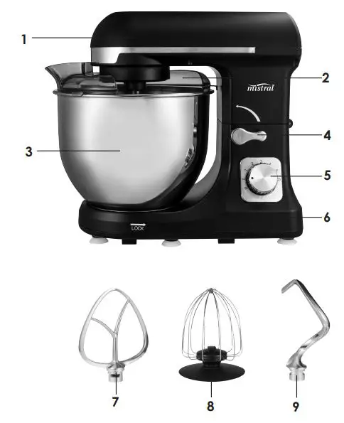 mistral MFM495 Stand Mixer Instruction Manual - Product Overview