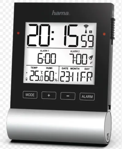 hama Radio Alarm Clock Black Line