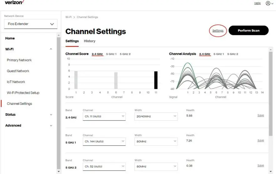 Wi-Fi: Channel Settings