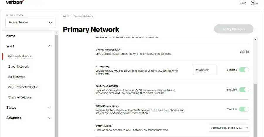 Wi-Fi: Primary Network