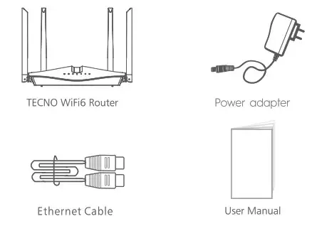 TECNO TR660 WiFi6 AX1800 Router- Package