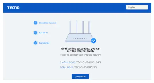 TECNO TR660 WiFi6 AX1800 Router- Setup 5