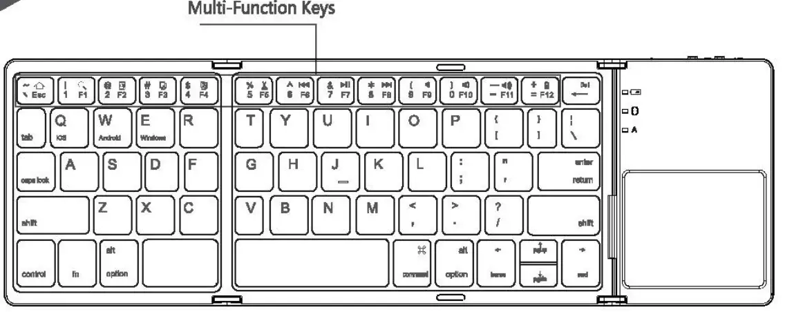 DZH 8033 Bluetooth Keyboard - front