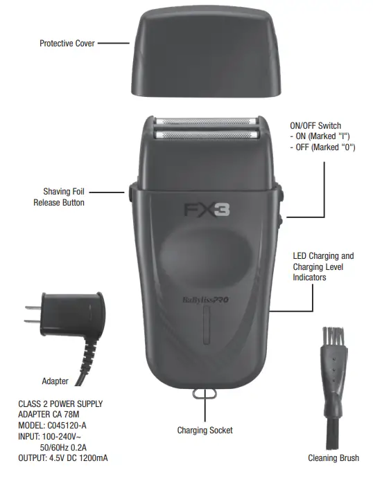 BaBylissPRO FXX3S FX3 Cord-Cordless Double Foil Shaver - CORDLESS DOUBLE FOIL SHAVER