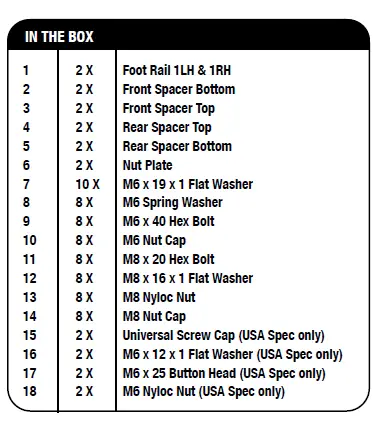 FRONT -RUNNER -FAFR005 -Ford -Ranger- 2012-Current -Foot -Rails -1