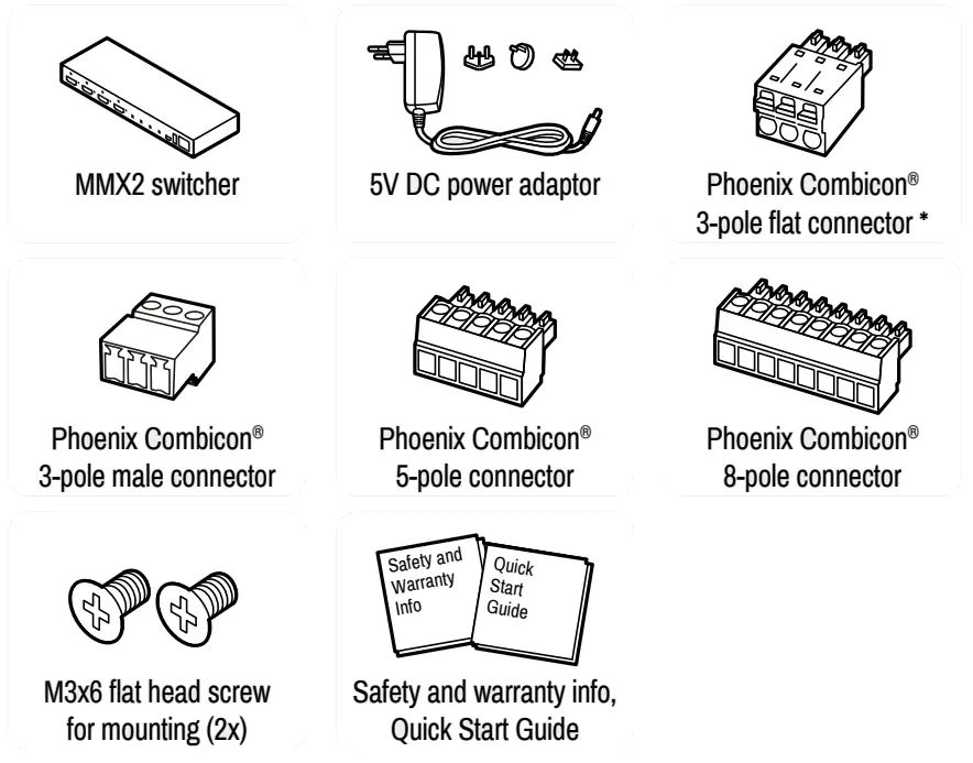 LIGHTWARE MMX2 4x1-H20 HDMI 2.0 Switcher High Definition Interface - Box Contents