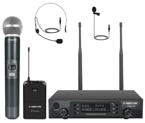 PHENYX PRO PTU 71 Corded Electric Wireless Microphone SystemPTU 71 Corded Electric Wireless Microphone System