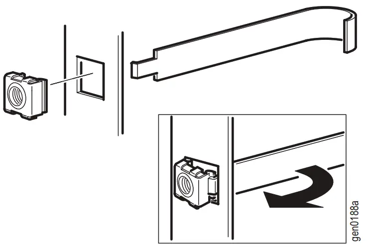 APC Easy Rack Double Mounting Bracket Kit - Install the cage nut