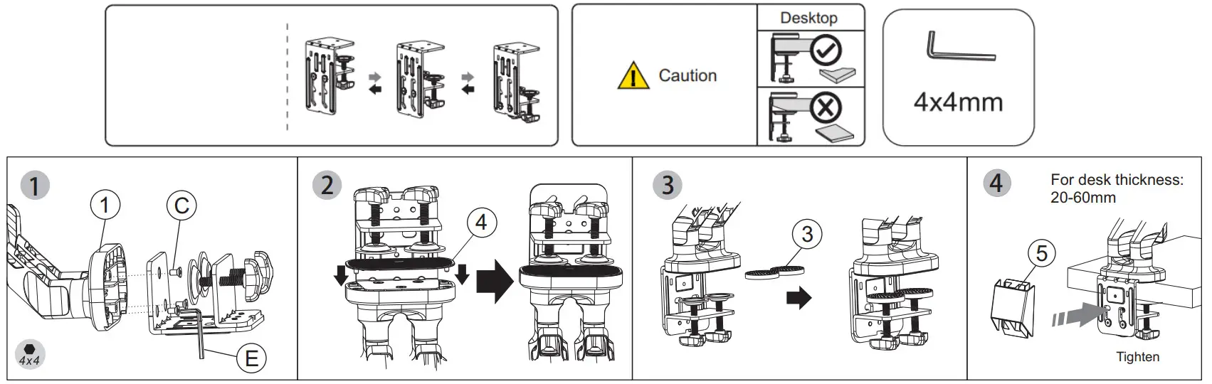 EFFYDESK ED PMONA DA Aircraft Aluminum Dual Monitor Arms - Fig 3