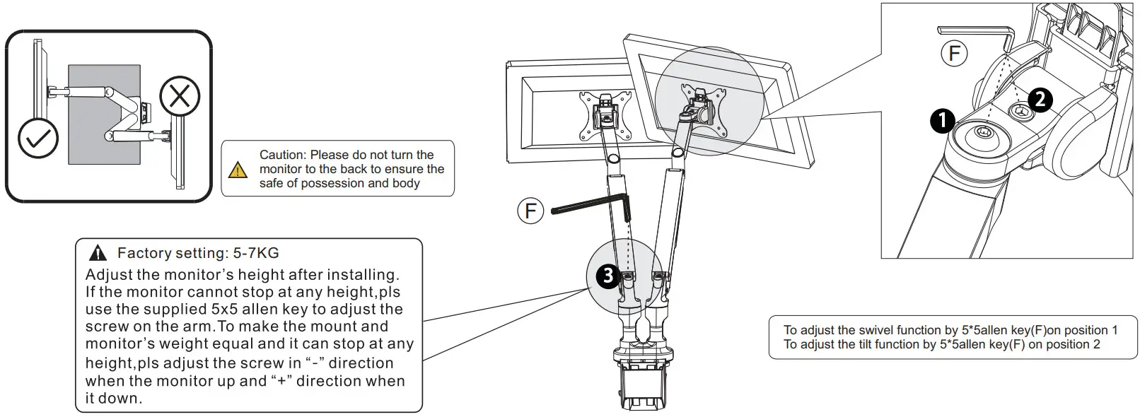 EFFYDESK ED PMONA DA Aircraft Aluminum Dual Monitor Arms - Fig 7