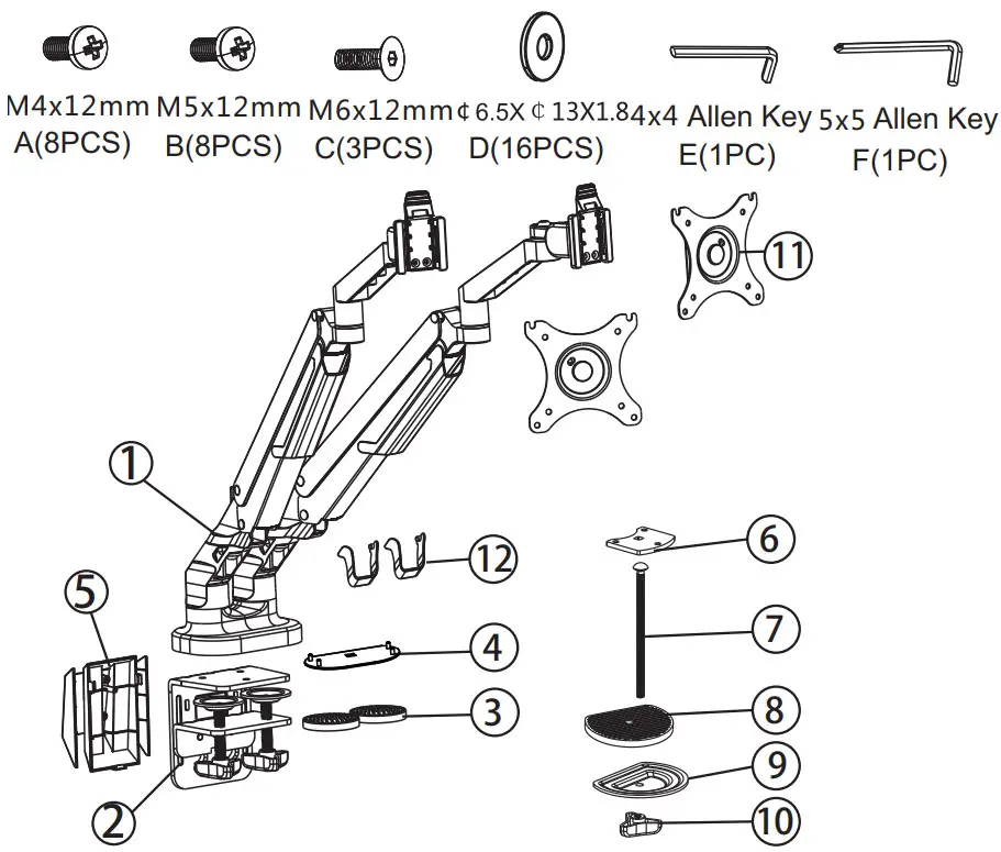 EFFYDESK ED PMONA DA Aircraft Aluminum Dual Monitor Arms - Fig