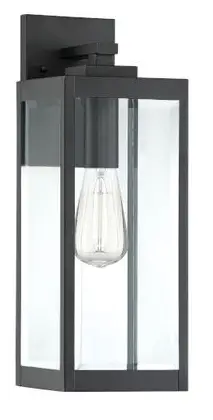 Maxax 2418 1W Montpelier Black or Sand Black 13 Inch H Hardwired Water Glass Outdoor Wall Lantern Sconce