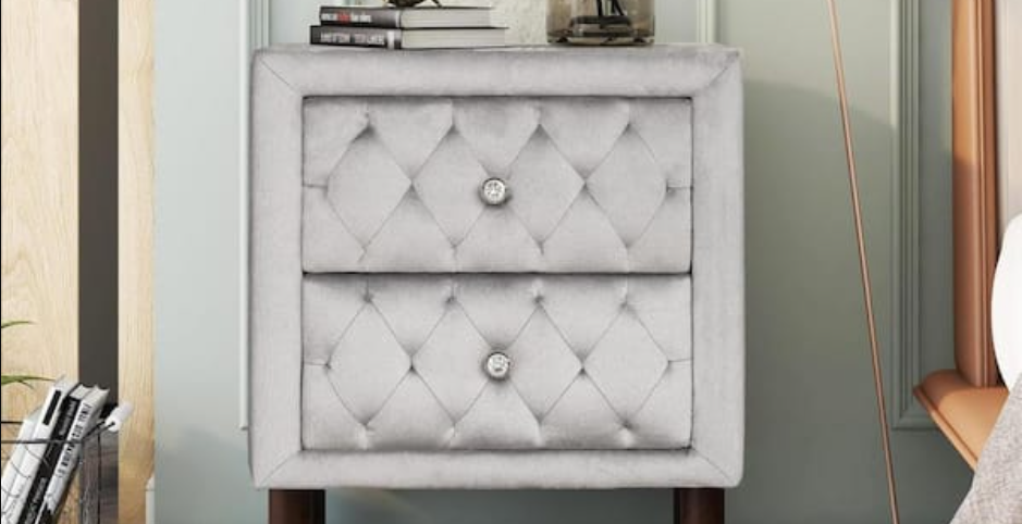 The Home Depot Sxb153aag 2-drawer Gray Velvet Upholstered Nightstand Instruction Manual