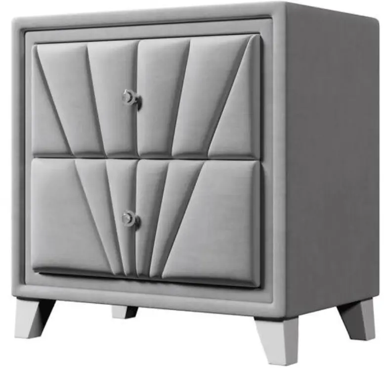 THE HOME DEPOT SXB153AAG 2-Drawer Gray Velvet Upholstered Nightstand product