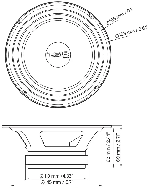 DS18 PRO X6 4M 6 5 Inch Midrange Loudspeakers - FIG 1