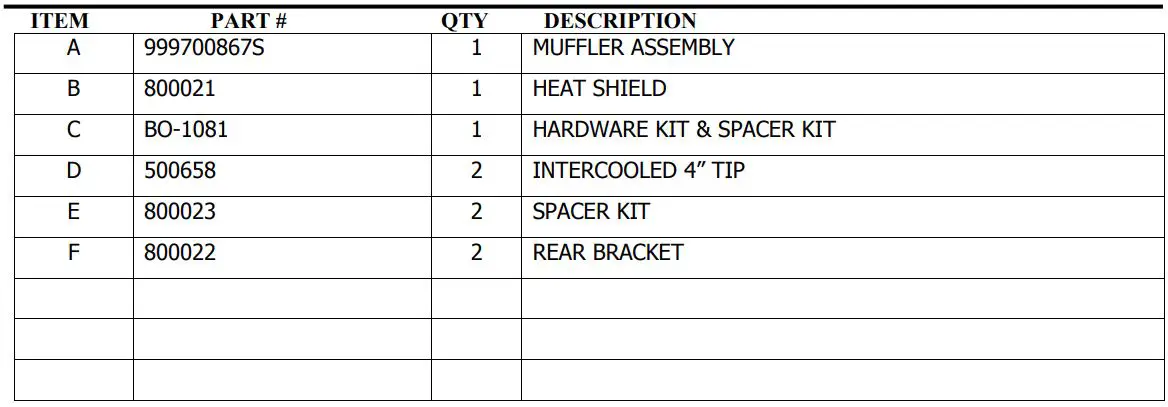 GIBSON 98023 Dual Rear Exhaust Instruction Manual - ITEM
