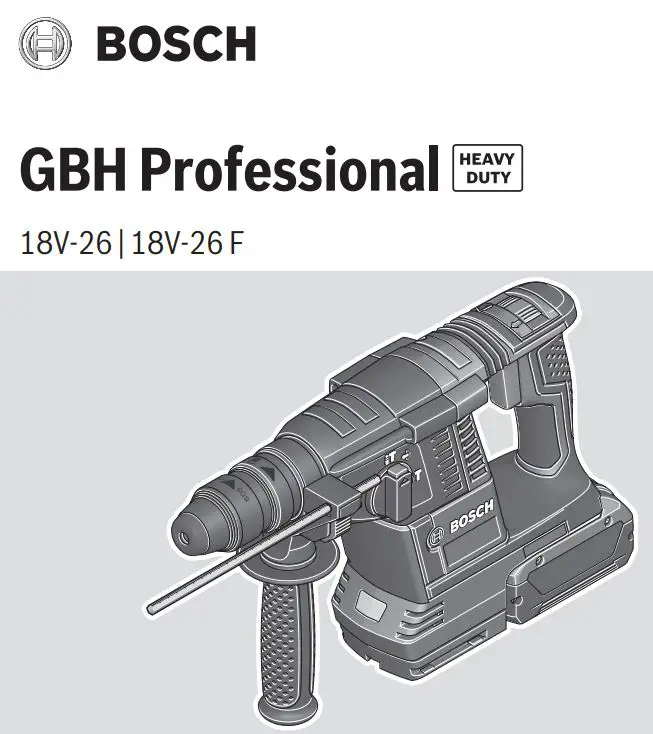 BOSCH GBH 18V-26 F Cordless Rotary Hammer Instruction Manual