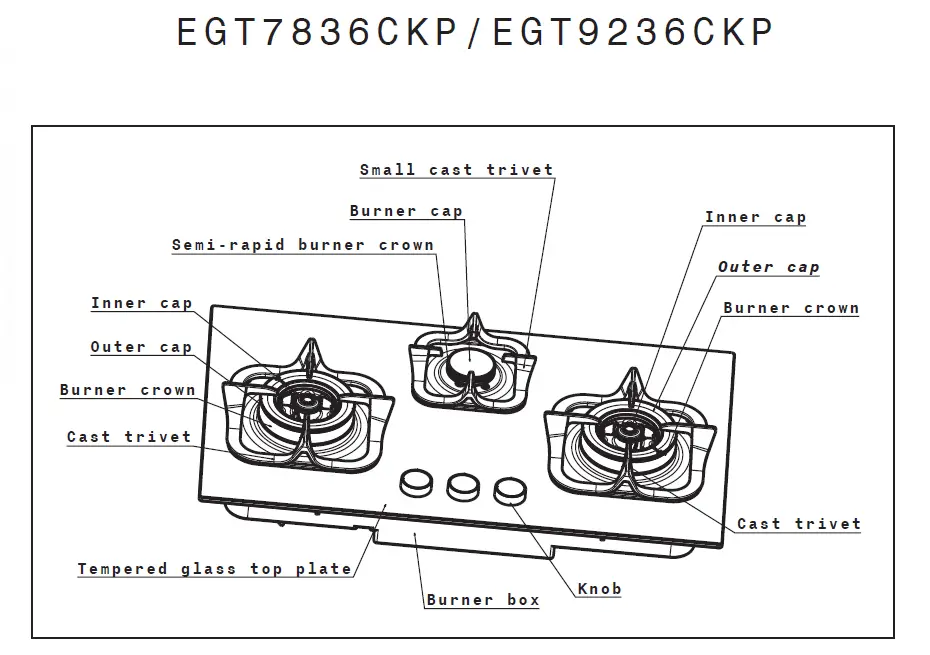 Electrolux EGT 7826 CHP Gas Cooktop 2