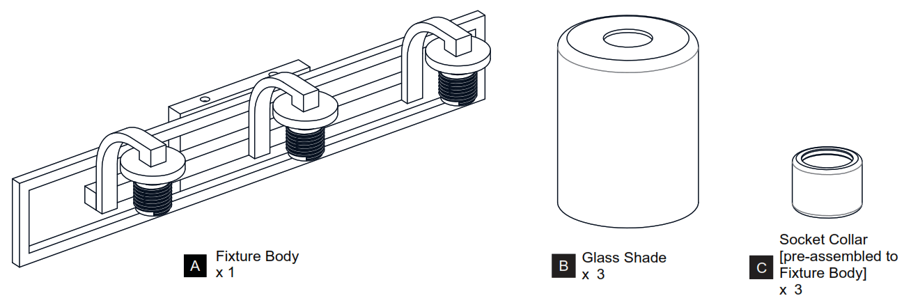 QUOIZEL LANS8624MBK 3 Light Matte Black Vanity Light - fig