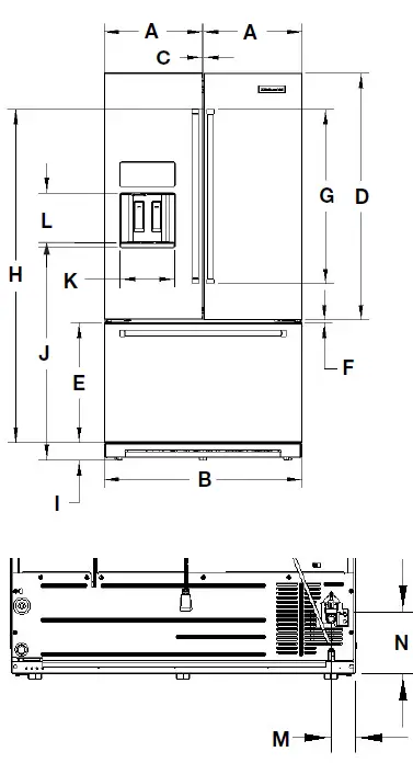 KitchenAid KRFF577 36 Inch Width Standard Depth French Door Refrigerator 1